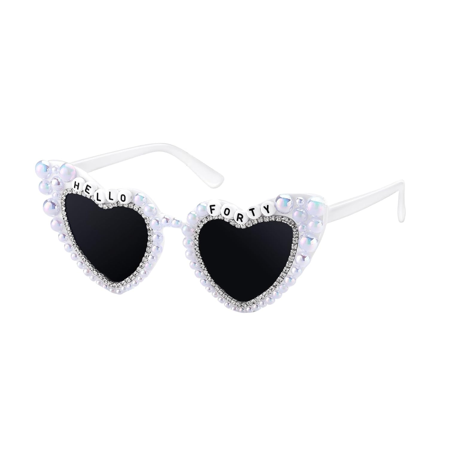 Xyvvol 40th Birthday Glasses,Hello Forty Heart-shaped 40th Birthday Props for Women Female,