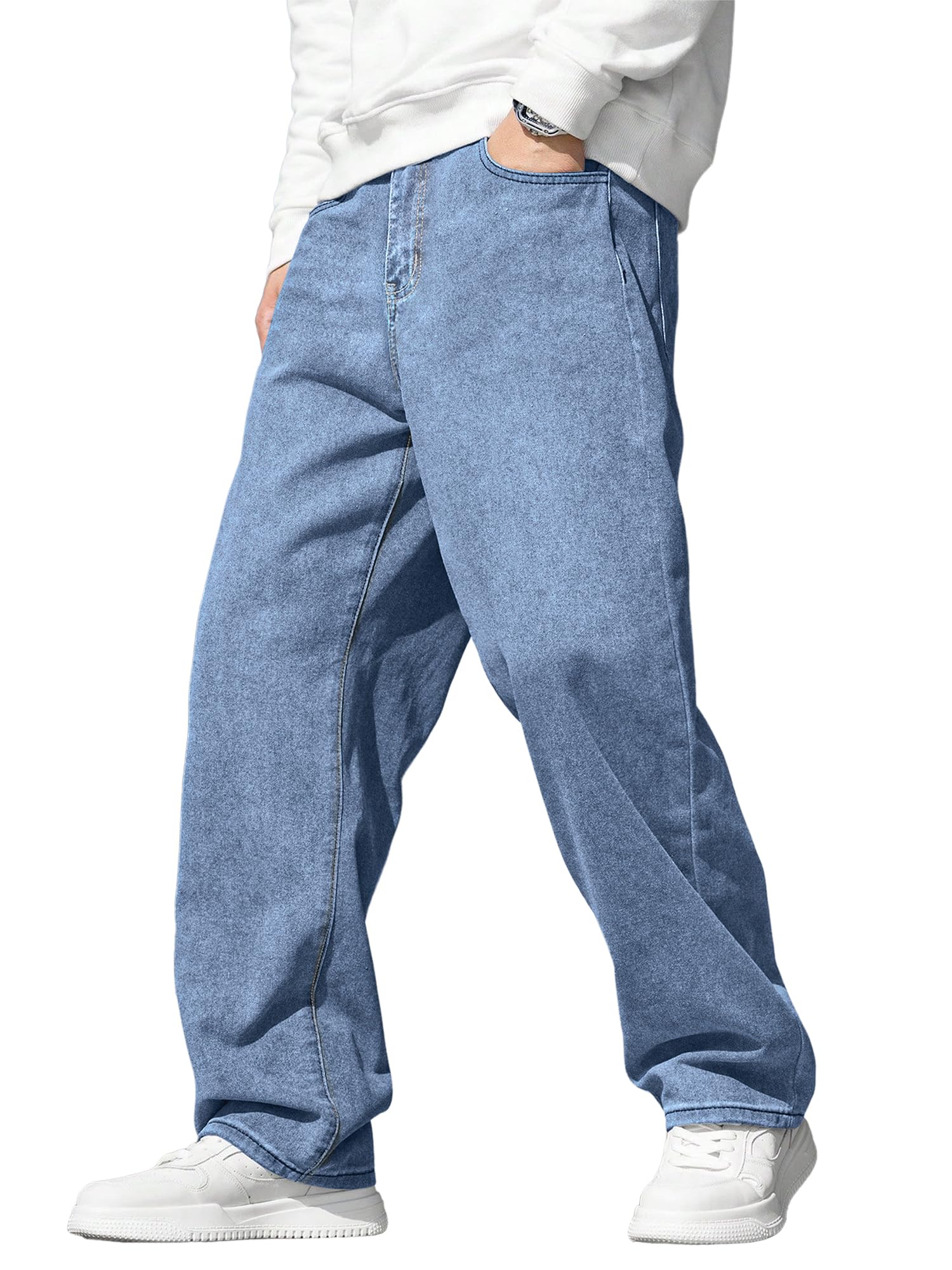 JMIERR Men's Jeans Baggy Wide Leg Jeans Skater Hip Hop Denim Pants Y2K Vintage Loose Fit 