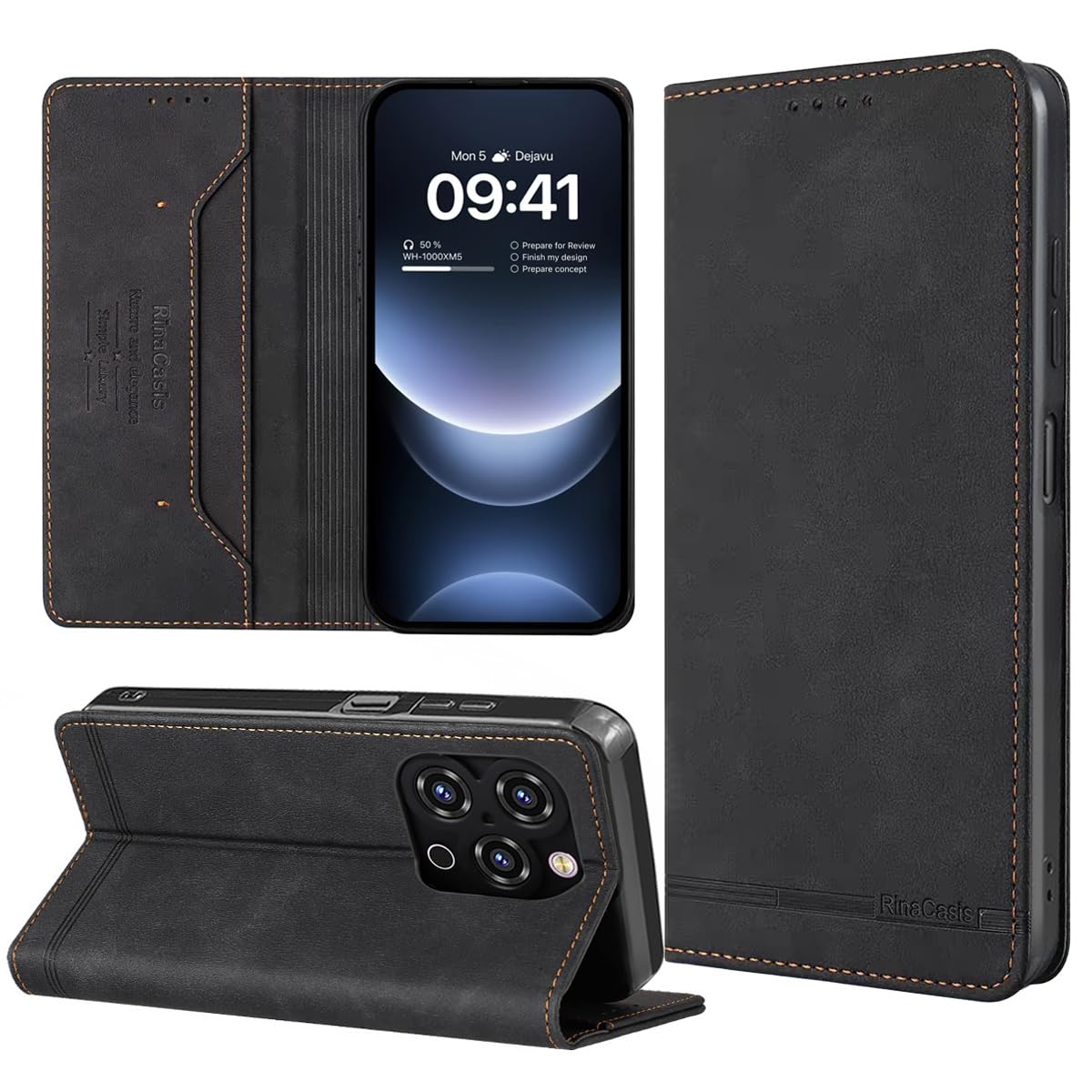 JNERBUYI Leather Wallet Case for Oukitel C6, Premium PU Business Flip case with Card Slots