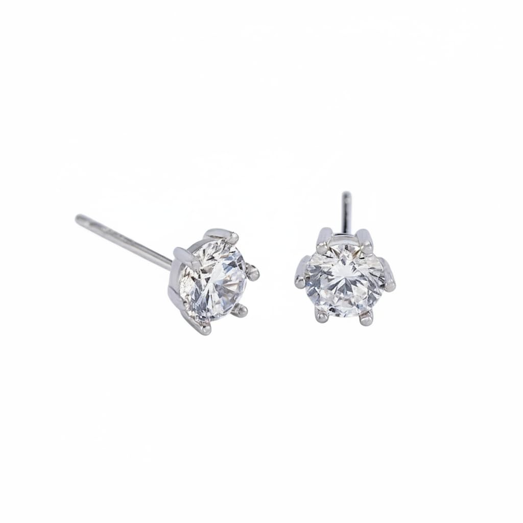 Clear Rhinestone Stud Earrings Ã¢Â€Â” Fashion Round, Sparkling Crystal Jewelry. Simple, Sty