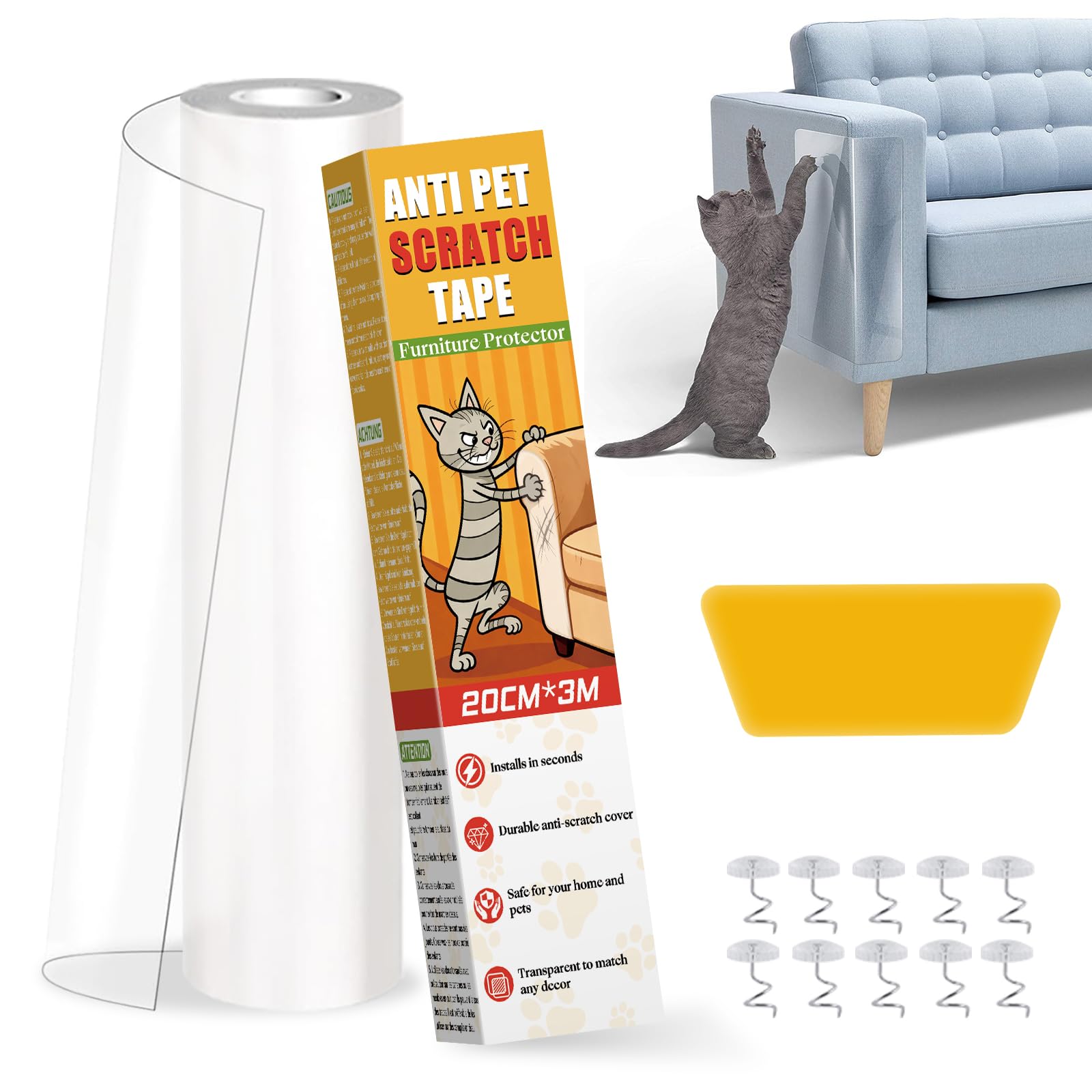 Anti Scratch Furniture Protector 20cm ÃƒÂ— 3m Ã¢Â€Â" Sofa Protectors from Pets, Door Protect