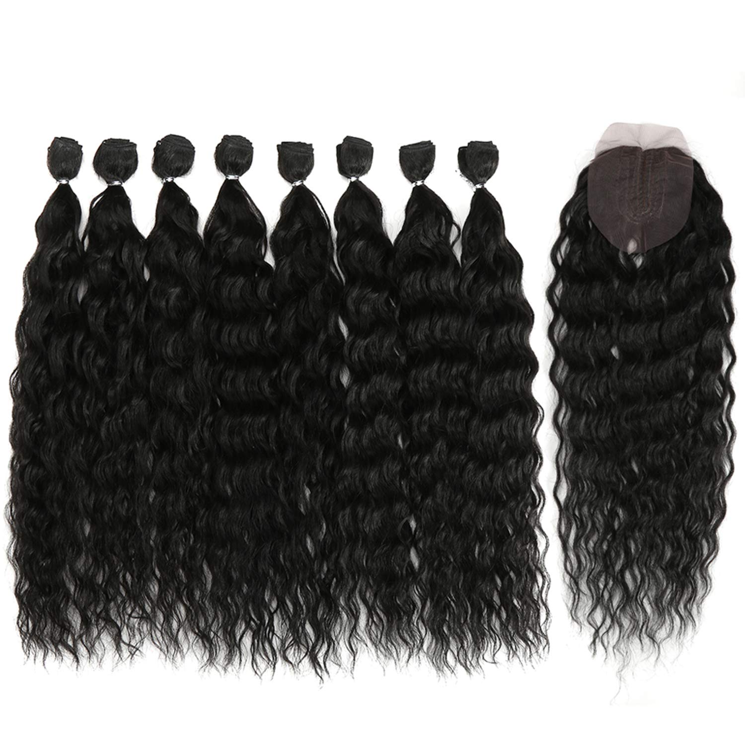 D?Ã«BUT synthetic hair bundles with closure weave bundles with frontal swiss lace 9pcs Wate
