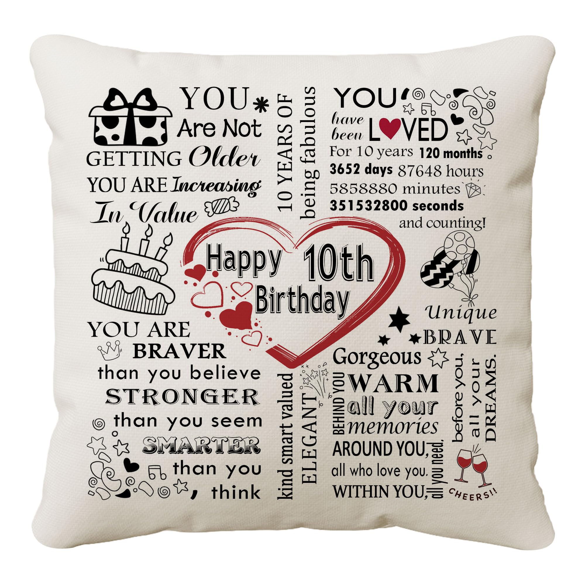 HKTNGEX Birthday Cushion Cover Gift, 10th Birthday