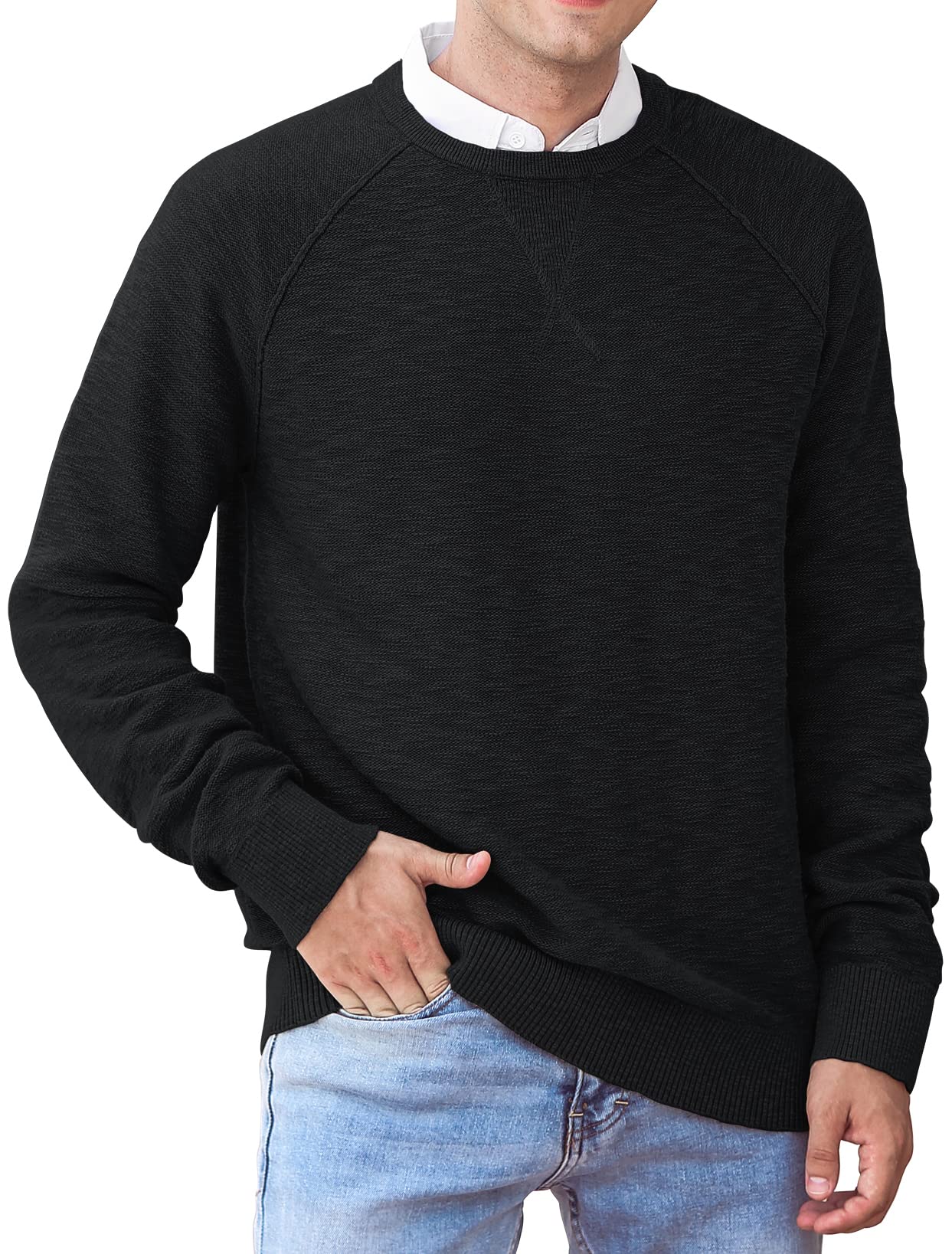 NITAGUT Men's Jumper Winter Soft Warm Knit Sweater Classic Crew Neck Casual Pullover Sweate