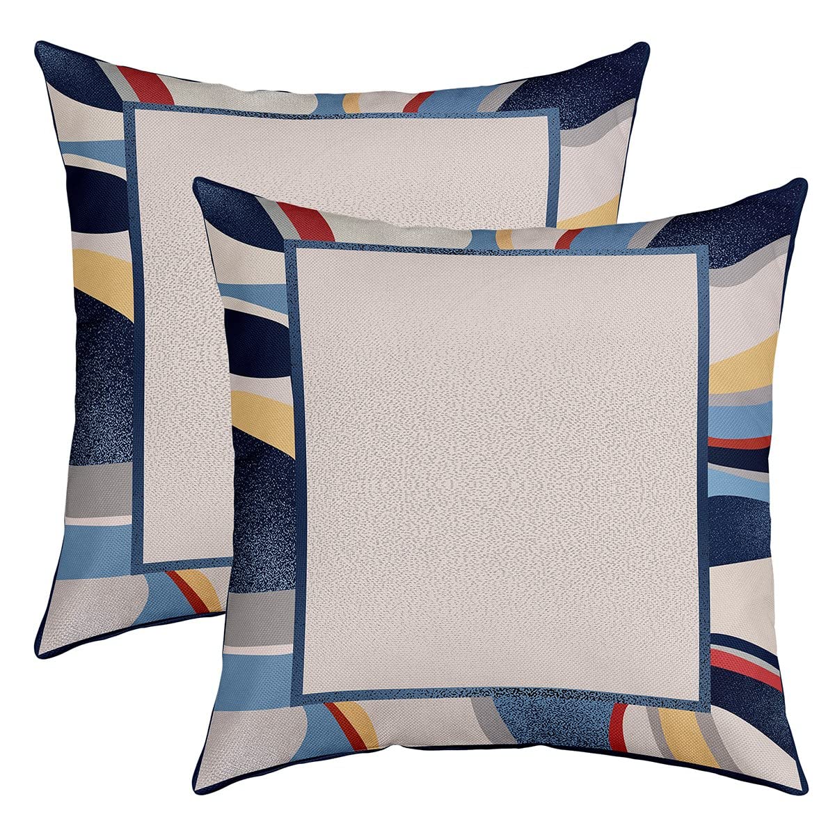 Loussiesd Geometric Reversible Throw Pillow Covers Colorful Grey Pillow Covers Home Decor Setative Stripe Line Square Cushion Covers Set of 2 Modern Abstract Art 22x22 Inch