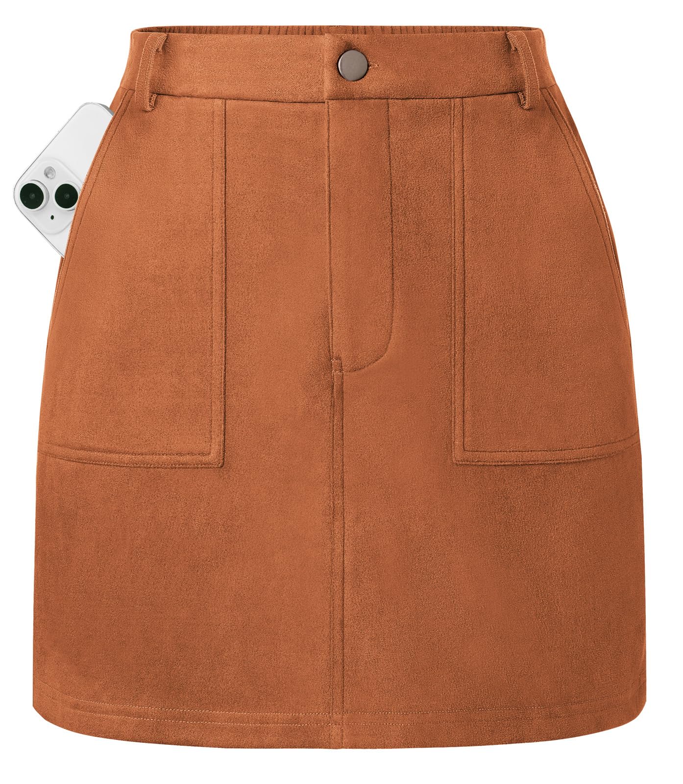Kate Kasin Women's High Waist Solid Color Short Mini Skirt with Pockets Buttons L