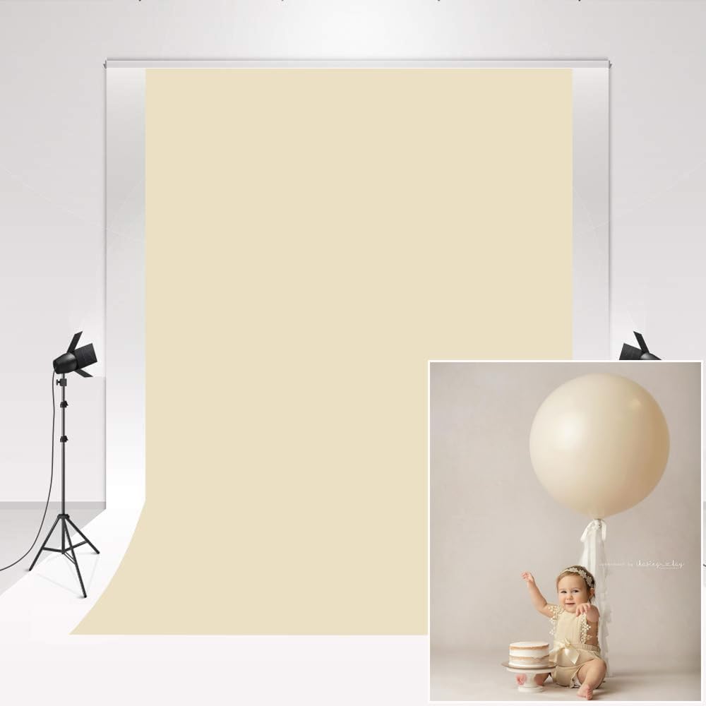  Backdrops for Photography Retro Light Yellow Solid Color Photo Background for Newborn