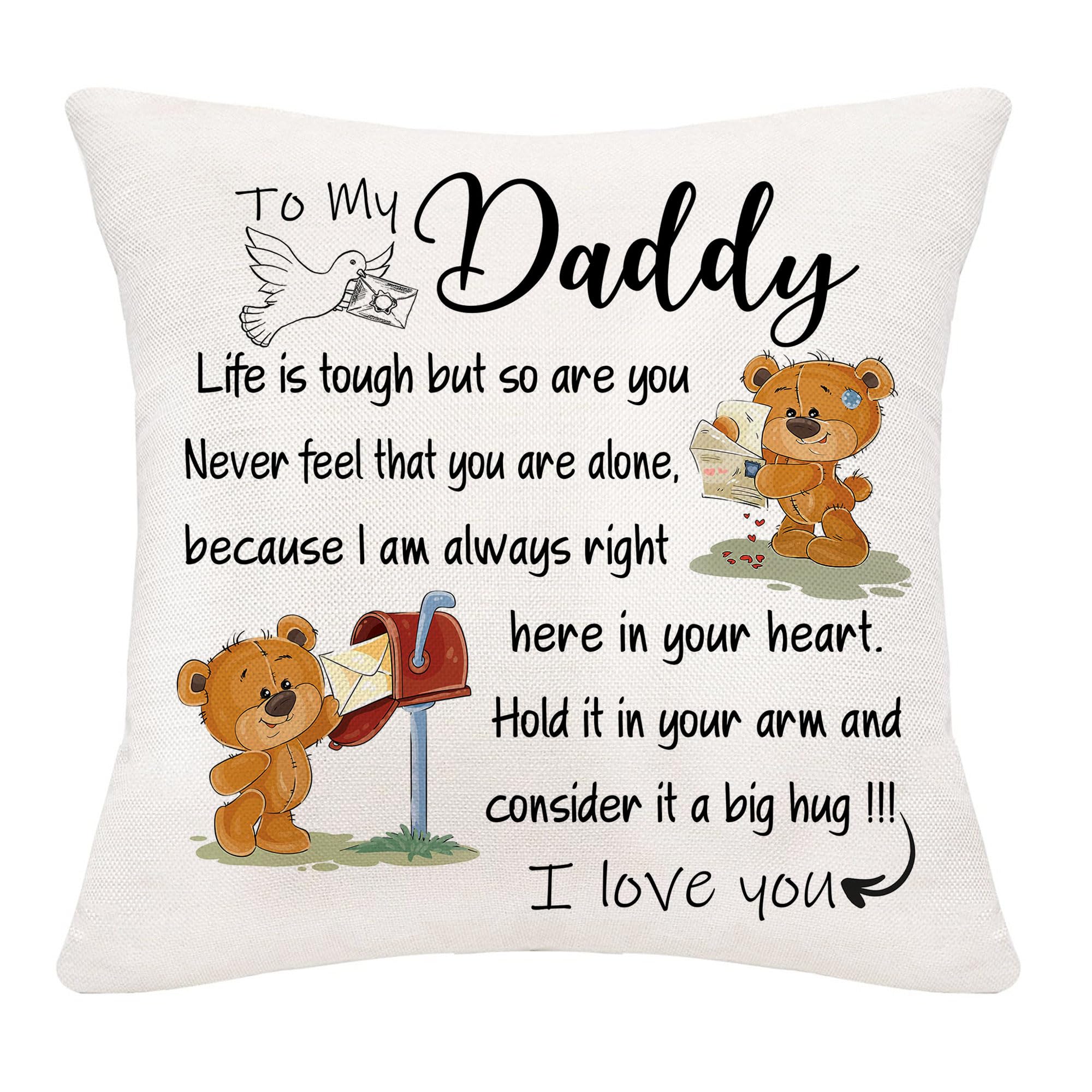 HKTNGEX Funny Reminder Throw Pillow Cover Gift For Family,Warm Words Cushion Cover For Dad