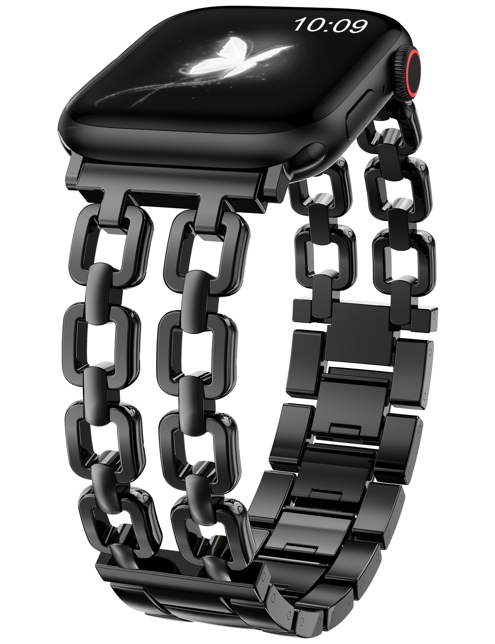 Wearlizer Compatible with Apple Watch Straps 41/40/38/42mm Women, Dressy Fancy Metal Chain P