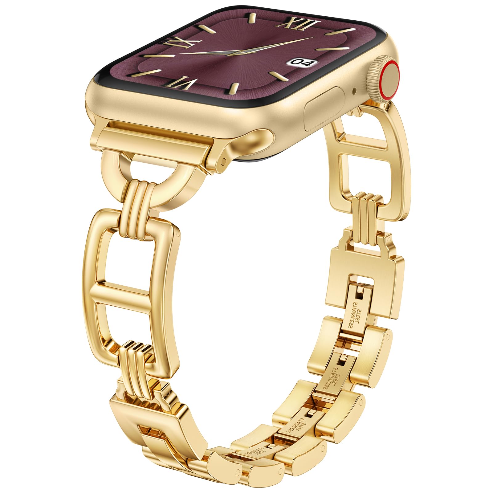 Wearlizer Compatible with Apple Watch Strap 44/45/46/49/42mm Women, Dressy Stainless Steel
