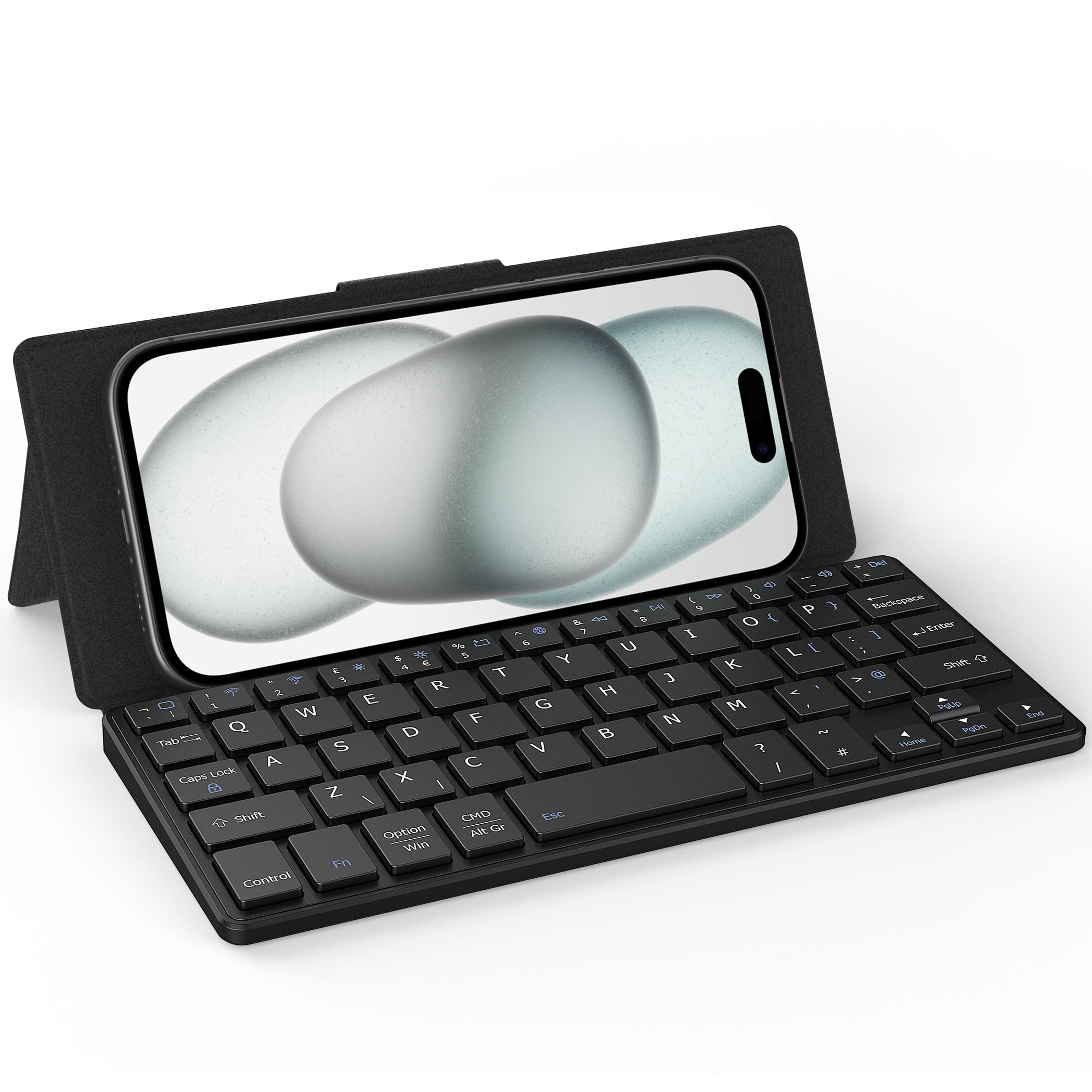 CACOE Dual-Channel Bluetooth Mini Keyboard, Portable Wireless Keyboard With Stand for Phone