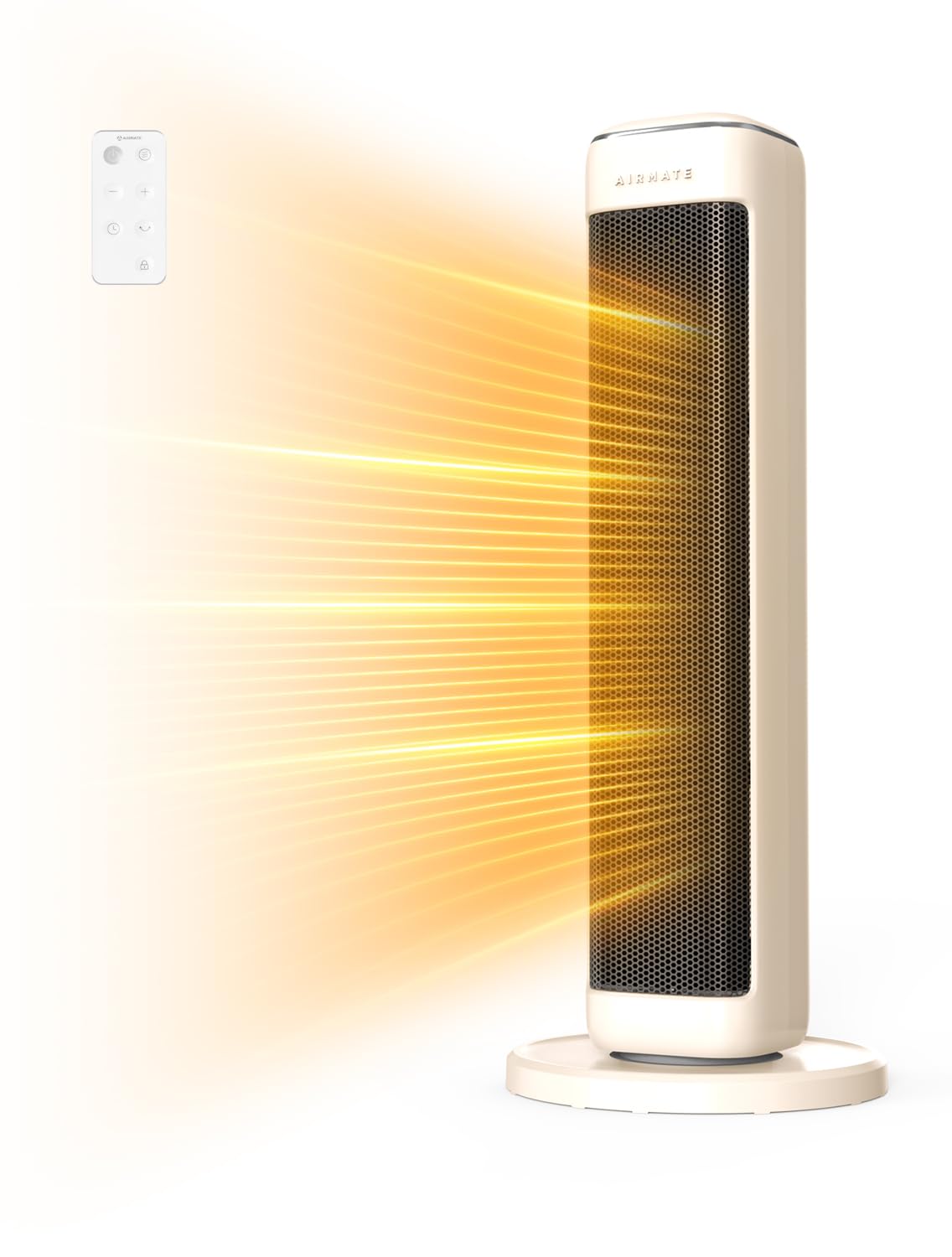 AIRMATE 25 Inch Electric Heater for Home Low Energy, 2000W Tower Space Heater, 80° Oscillating Portable Heaters, 5 Modes 24H Timer Overheat Tip Over Protection Ceramic Room Heater