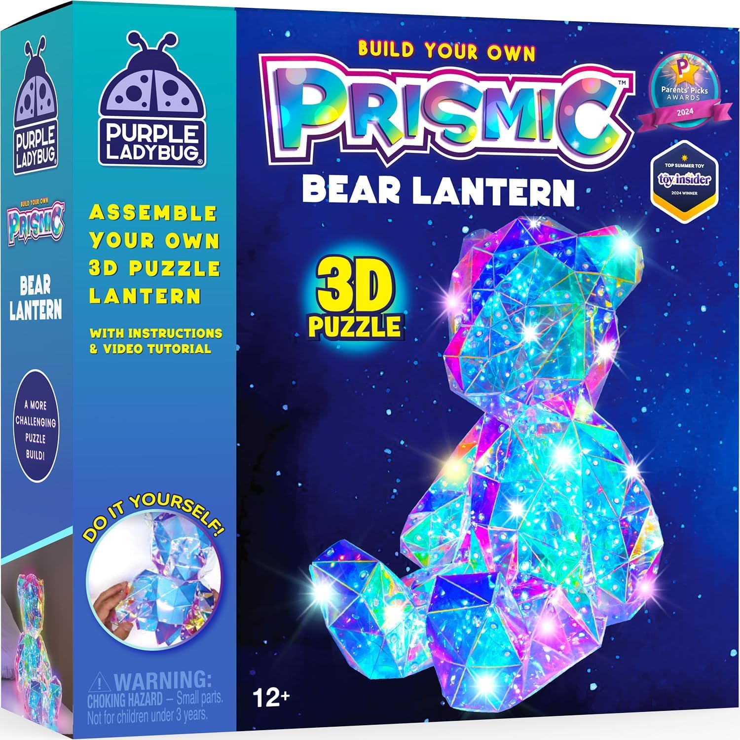  PURPLE LADYBUG Make Your Own Gifts for Teenage Girls - Gifts for 12 Year Olds Girls Prismic Bear 3D Light Up Craft Kit - DIY 3D Lantern for Teens, Foldable