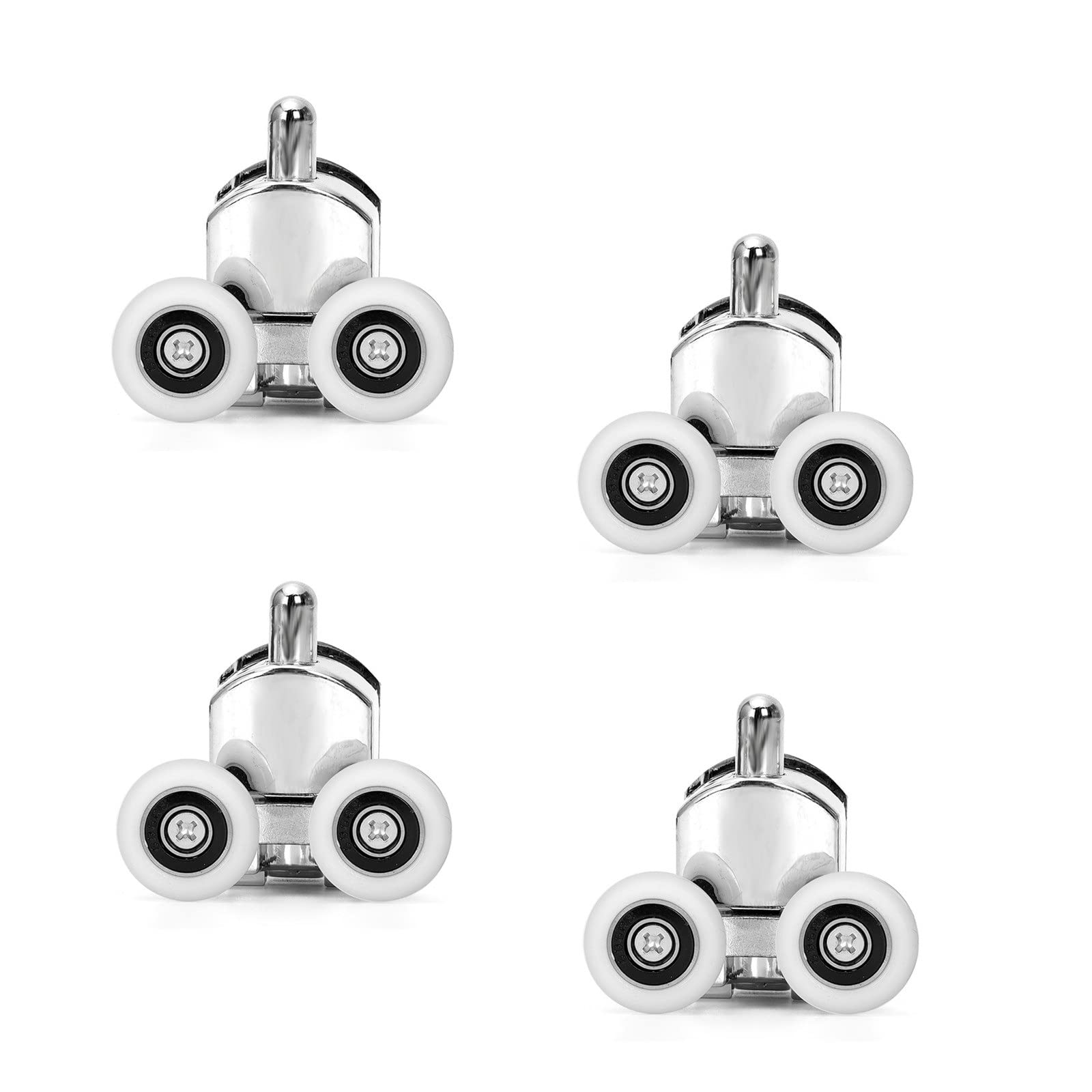 Ruimou 4Pcs Shower Door Double Wheels 25mm Diameter (Zinc Alloy+ABS) for Bathroom Bearing 